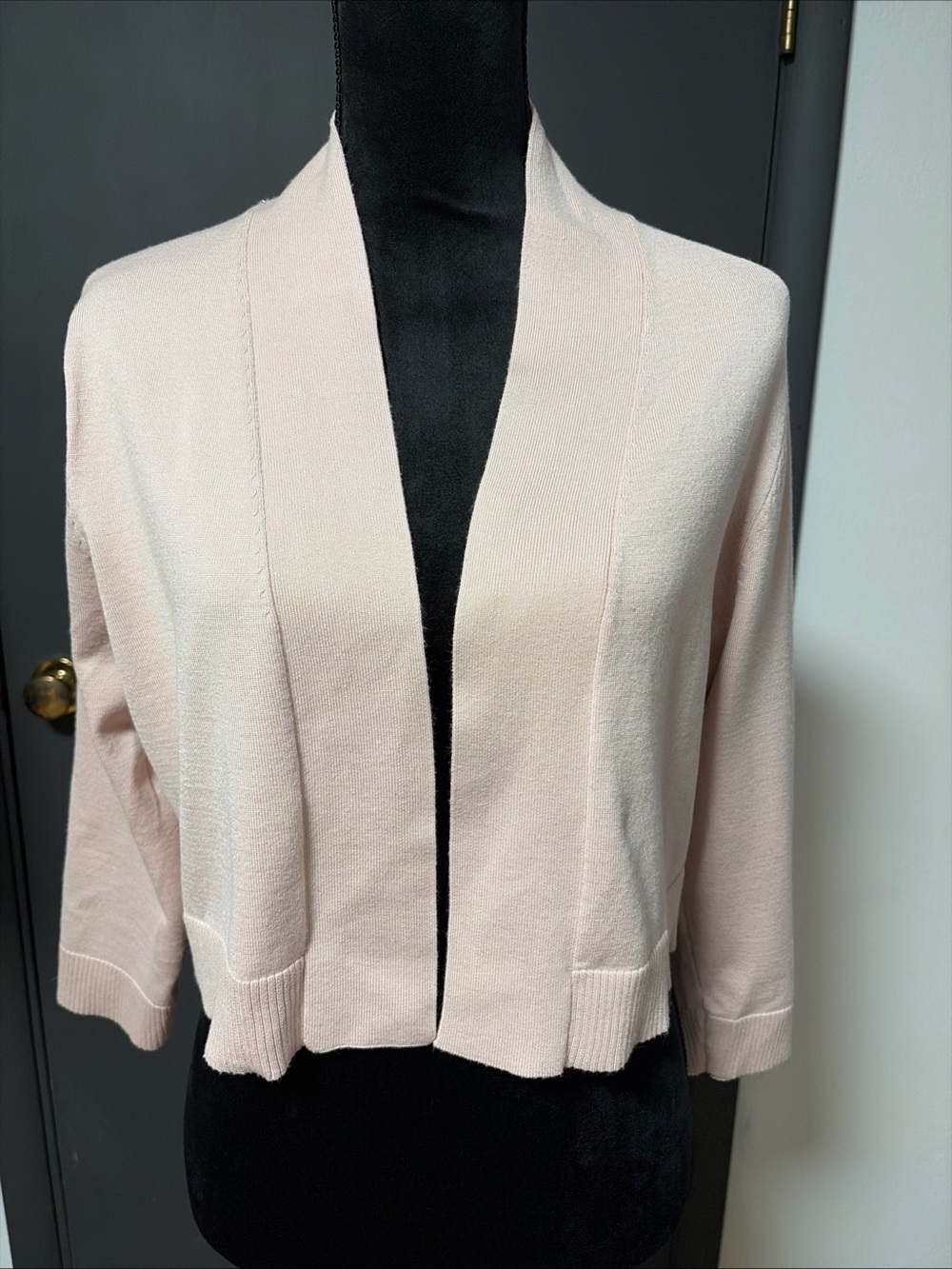Calvin Klein Pale Pink Open-Front Cropped Cardigan
